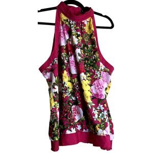 New York & Company Top Blouse Smoking Women XL Floral Sleeveless Cottagecore